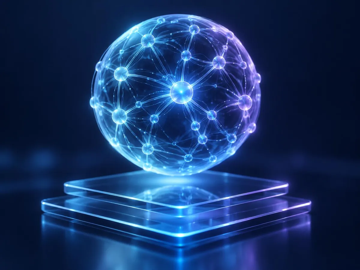 Abstrakte Visualisierung eines leuchtenden neuronalen Netzes
